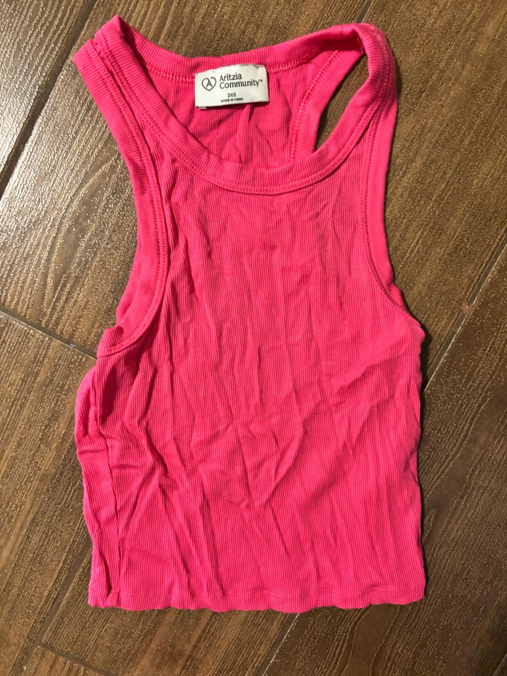 Aritzia Hot Pink Ribbed Crop Tank